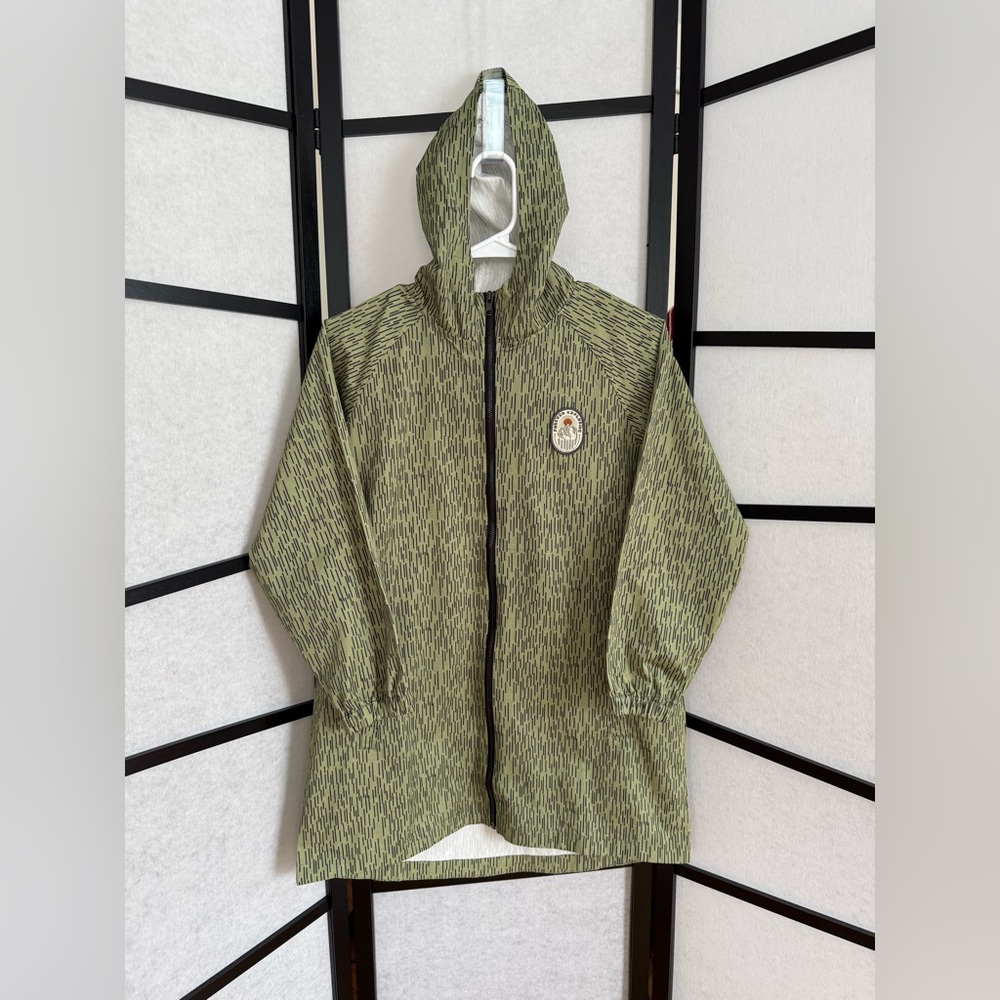 Tiny Whales Explorer TrenchJacket | Green Rain Camo | 12/14Y | 100% Cotton
